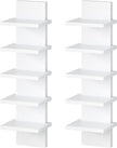 HOOBRO 5 Tier Wall Shelf Unit, 2 Pack Floating Shelves Wall Mounted, Wall Mount Vertical Shelving, Floating Storage Rack, Organizer Tall Tower Design for Livingroom, Bedroom, Kitchen, White WT18BJP201
