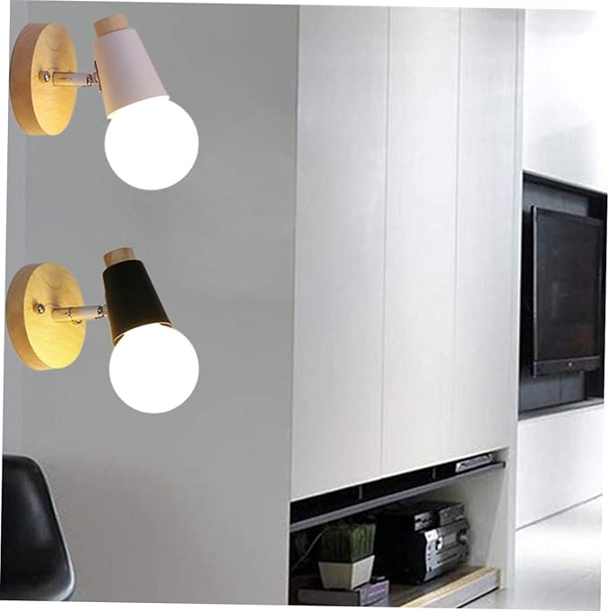 Vaguelly Minimalist Wall Lamp Fixture Modern Solid Wood Design for Loft Lighting Decor Black Finish Space Saving Wall Mounted Light for Living Room Bedroom Dining Room More
