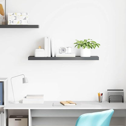 High Gloss Grey Honeycomb MDF Floating Wall Shelf 35.4 in x 9.3 in x 1.5 in, Modern Storage and Display Unit for Home Office Decor