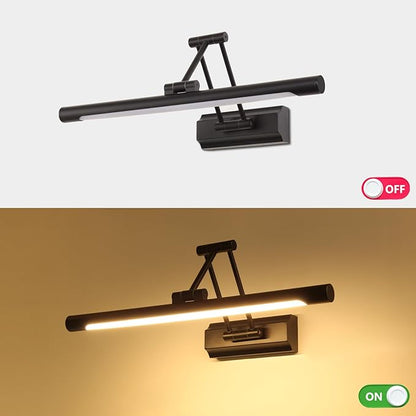 17" Picture Light Matte Black Hardwired Gallery Light 270° Rotation Led Poster Lights 95 CRI 3000K Non-Dimmable True-Color Cordless Art Lighting for Paintings, Display Cabinets，Bathroom.