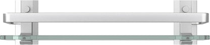 Danpoo Clear Tempered Glass Wall Shelf, Wall-Mounted Organizer for Bathroom, Kitchen(Matte Silver)