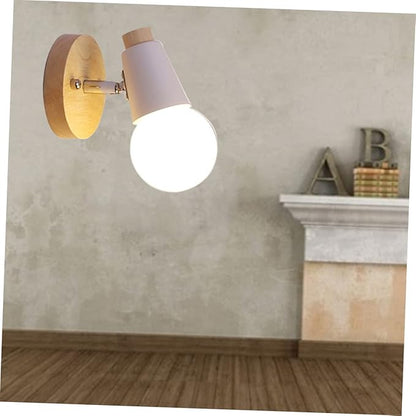 Operitacx Minimalist Solid Wood Wall Lamp Modern Decorative Lighting for Room Bedroom Bathroom Study and Hallway Space Saving Wall Light No Bulb Included