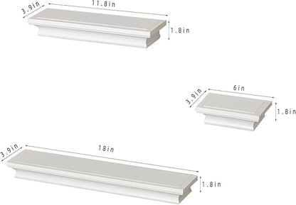AHDECOR Versatile White Wall Mounted Floating Shelves, Stylish and Practical Home Decor and Storage in Any Room, Set of 3
