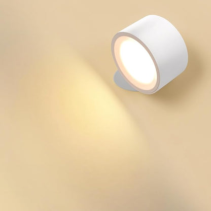 Wall Mounted Lamp LED Wall Lights with Rechargeable Battery Operated, 3 Color Temperatures & 3 Brightness Levels 360°Rotate Magnetic Ball, Cordless Sconces for Bedroom Reading Bedside,White-1 PACK