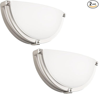 13 inch Dimmable LED Wall Sconce, Half Moon Wall Light Fixture, 3000K/4000K/5000K Color Temperature Adjustable, Modern Bathroom Vanity Light Fixtures，Super Bright (Brushed Nickel) 2 Pack