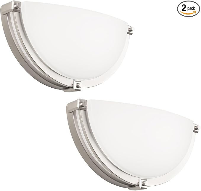 13 inch Dimmable LED Wall Sconce, Half Moon Wall Light Fixture, 3000K/4000K/5000K Color Temperature Adjustable, Modern Bathroom Vanity Light Fixtures，Super Bright (Brushed Nickel) 2 Pack