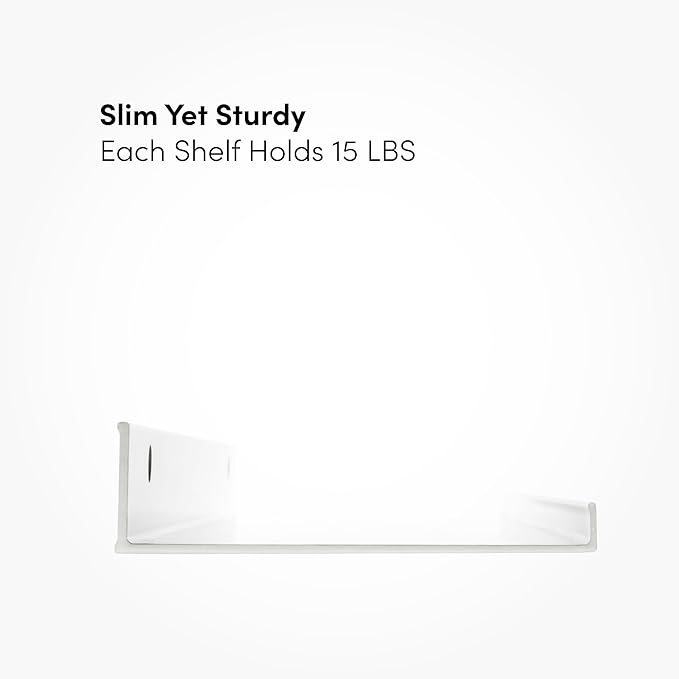Metal Picture Ledge, Wall Mounted Floating Shelf - 24" White (Set of 2)