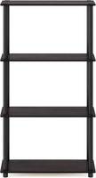 Furinno Turn-N-Tube 4-Tier Multipurpose Shelf Display Rack, Round Tubes, Dark Walnut