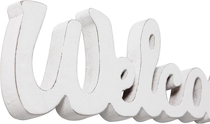 Rustic Wooden Outdoor Welcome Sign for Front Door 15", Wall Hanging White Letter Sign, Farmhouse Entryway Decor for Table, Christmas Signs for Home Decor Living Room Wedding Thanksgiving