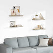 Set of 4 Oak Honeycomb MDF Floating Wall Shelves, Modern Medium Wall Mounting Storage Display with High Capacity and Elegant Finish