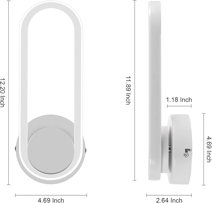 XEYOU 12W Modern Indoor Wall Sconce Rotatable 330° LED White Wall Light Fixtures for Bedroom Living Room Hotel Hallway Aisle Corridor, Cool White 6000K