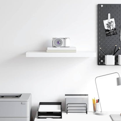 White Honeycomb MDF Floating Wall Shelf with Metal Brackets, Modern Design for Living Room Bedroom Office Storage and Display