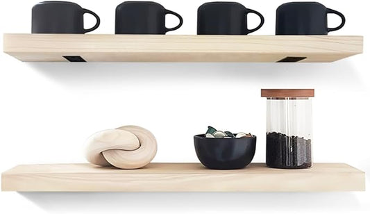 Habudda Floating Shelves, Wall Shelf, Unfinished Solid Natural Wood for DIY