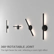 Aipsun Black Wall Sconce Rotatable 360° LED Black Wall Light Fixture for Bedroom Living Room Hotel Hallway Corridor Warm White 3000K