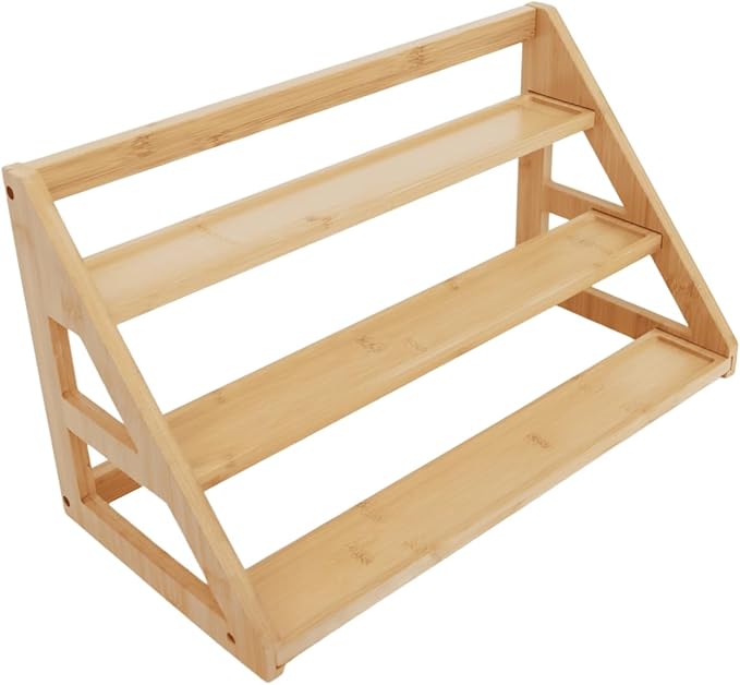 Spice Rack - Bamboo Spice Rack Organizer for Cabinet Countertop