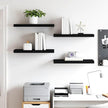 Black Honeycomb MDF Metal Floating Wall Shelf Set of 4, Modern Minimalist Storage for Books and Decor, Durable Engineered Wood Shelving Unit with Easy Mounting System