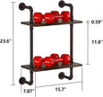Helsin 2 Tier Industrial Pipe Floating Bathroom Shelves, 16inch Rustic Wood Wall Mounted Shelf, Storage Rack Sundries Holder for Kitchen Office Bathroom Organization & Home Décor