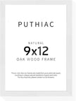 puthiac 9x12 Solid Oak Wood Picture Frame, Fits 6x8 with Mat or 9x12 Without Mat, Wall or Tabletop Display with Stand, Vertical or Horizontal, Plexi Front, 1 Pack, White
