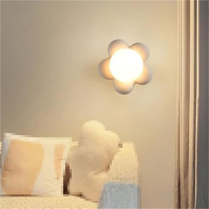 Modern Minimalist Wall Lamp Cream Flower Accent Light for Bedroom Living Room Study Room Dining Room Stairs Porch Hall Restaurant Wall Mounted Lamp Creative Simplicity Wall Sconce(White)