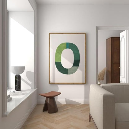 Nationcog Modern Green Mid Century Wall Art, Minimalist Geometric Poster, Contemporary Abstract Home Decor, Beige Aesthetic Artwork, Unique Gift for Home (Unframed) (20x30)