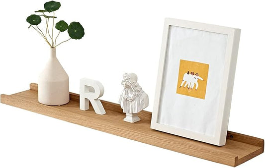 Floating Shelf for Wall Natural Oak Wood Wall Shelves 36 Inch (Upgrade Width 6"), Display Picture Ledge Shelf for Bedroom Living Room Bathroom Office Kitchen Storage Shelves