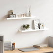 Modern Picture Frame Ledge Shelf Set of 2 White MDF 23.6 in x 3.5 in x 1.2 in for Wall Mount Display Storage