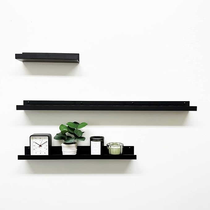 Mitus Floating Display Shelf - Wall Mounted - Modern Industrial Metal Channel Ledge Black, 36 inch