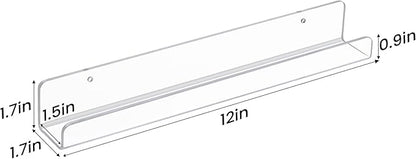 upsimples 18 Pack Vinyl Record Wall Mount Shelves, 12" Vinyl Holder for Album Record Storage & Display, Clear Acrylic Floating Shelves for Wall Decor, Kids Bookshelf, Magazine Rack, Picture Ledge