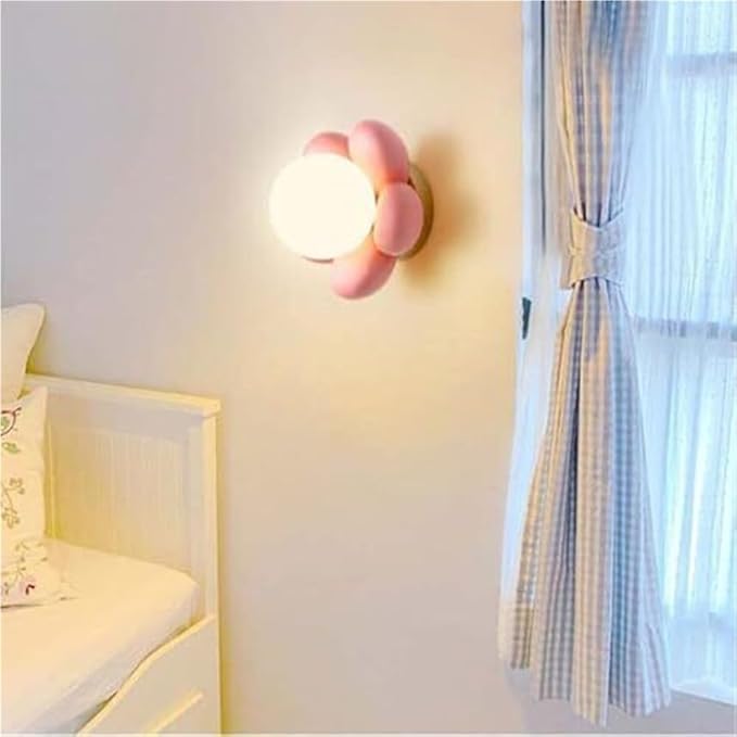 Modern Minimalist Wall Lamp Cream Flower Accent Light for Bedroom Living Room Study Room Dining Room Stairs Porch Hall Restaurant Wall Mounted Lamp Creative Simplicity Wall Sconce(Pink)