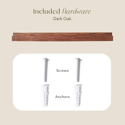 Opposite Wall 24 in Dark Oak Wood Wall Mounted Floating Picture Ledge Shelf | Minimalist, Ideal for Bedroom, Kitchen, Bathroom, Office, Easy Installation, Mounting Hardware Included