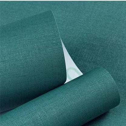 Yancorp Textured Fabric Emrald Green Peel and Stick Wallpaper - Faux Grasscloth, Linen, Removable - 24"x120" Self-Adhesive Wallpaper and Counter Top Liners