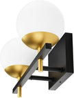 Ralbay 2-Light Black and Gold Bathroom Vanity Light Mid Century Modern Milky Glass Ball Wall Light for Bathroom 2 Light Black/Golden