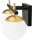 Ralbay 2-Light Black and Gold Bathroom Vanity Light Mid Century Modern Milky Glass Ball Wall Light for Bathroom 2 Light Black/Golden