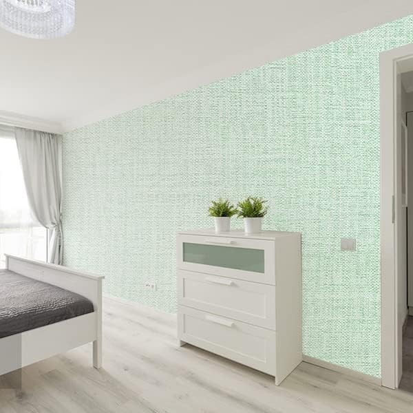 Yancorp 16"x394" Textured Fabric Wallpaper Faux Grasscloth Peel and Stick Self-Adhesive Removable Wallpaper Linen Cabinets Counter Top Liners