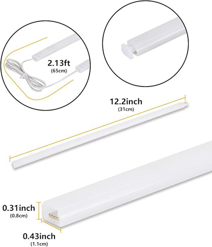 Cefrank LED Under Cabinet Lighting 6-Pack 12 inch Seamlessly Linkable Strip Light Bars for Cabinet, Kitchen, Shelf, Workbench, Cupboard Lighting, 1200 Lumen (Warm White 3000K)