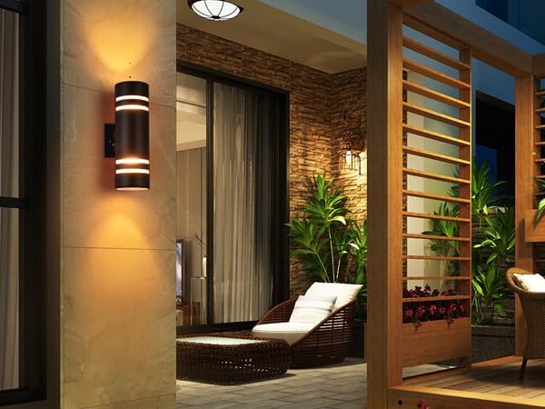 Housen Solutions Dusk to Dawn Outdoor Wall Lights 2 Pack, Waterproof Exterior Lighting Fixtures, Up Down Porch Light Outside for House Garage, Bronze