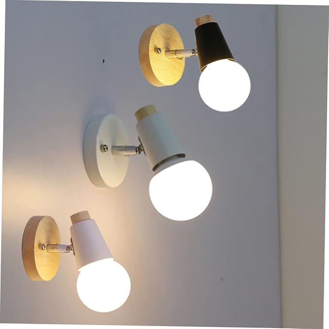 jojofuny Modern Minimalist Wall Lamp E27 Sconce for Bedroom and Hallway Solid Wood Design No Light Bulb Included for Loft and Decorative Lighting