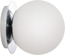Modern Glass Globe Wall Sconce: Chrome Single Light with Milk Glass Shade - Minimalist Spherical Vanity Sconces over Mirror - Contemporary Ball Wall Lights Fixtures for Entryway Bulb Not Included