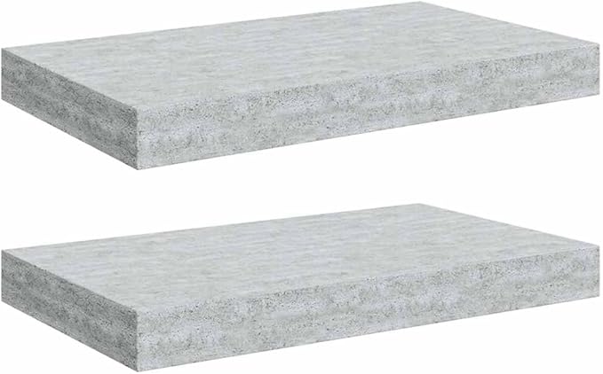 Concrete Grey Honeycomb MDF Metal Wall Shelf Set of 2 Floating Shelves 15.7 Inch Modern Minimalist Storage for Home Office Decor