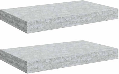 Concrete Grey Honeycomb MDF Metal Wall Shelf Set of 2 Floating Shelves 15.7 Inch Modern Minimalist Storage for Home Office Decor