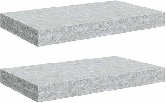 Concrete Grey Honeycomb MDF Metal Wall Shelf Set of 2 Floating Shelves 15.7 Inch Modern Storage for Home Office Decor