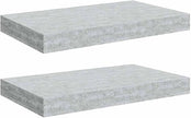Concrete Grey Honeycomb MDF Metal Wall Shelf Set of 2 Floating Shelves 15.7 Inch for Home Office Decor Storage