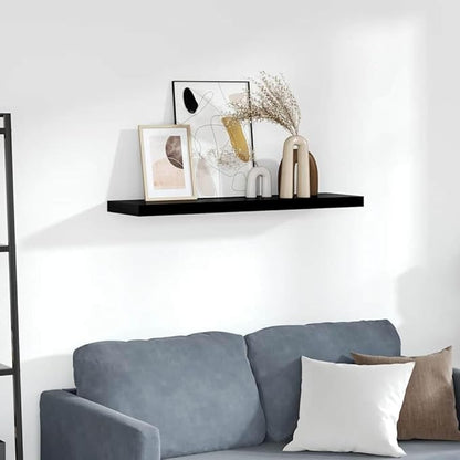 High Gloss Black Floating Wall Shelf Honeycomb MDF Metal Modern Design Storage Display Compact Versatile Installation