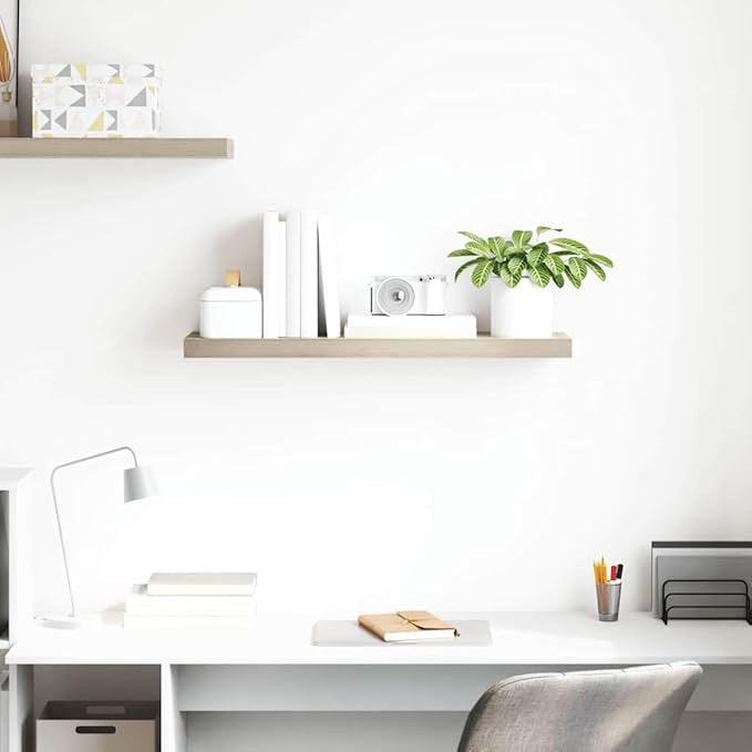 Oak Honeycomb Floating Wall Shelf Set of 4, Large MDF Wall Mounting Storage with Stylish Finish for Living Room Office Decor