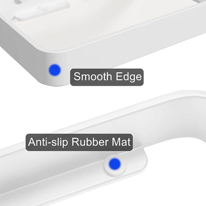 Z metnal Small Glass Bathroom Shelves, White Floating Wall Shelf, Mini Wall Mounted (White Clear Glass, 8 inch/20cm)