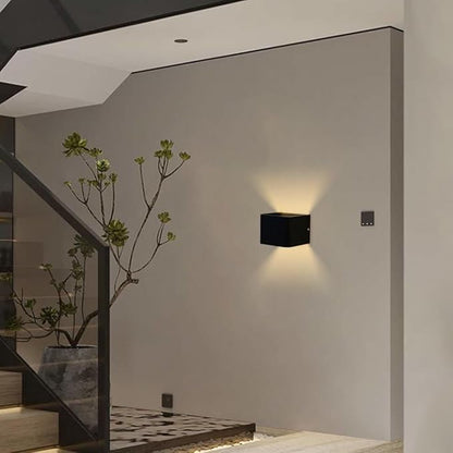 Modern Wall Light Small 7W LED 3000K Warm Light Fixtures Indoor Up Down Wall Wash Lamp Minimalist Wall Sconce Lighting for Living Room Bedroom Hallway Corridor Stairs(Black)