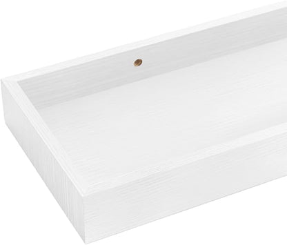 Floating Shelves for Wall, 15.7 Inch Picture Ledge with Raised Lip, Bathroom Shelves Over Toilet, Nursery Book Shelves, Kitchen Spice Rack, Wall Decor Display Ledge, Set of 2, White
