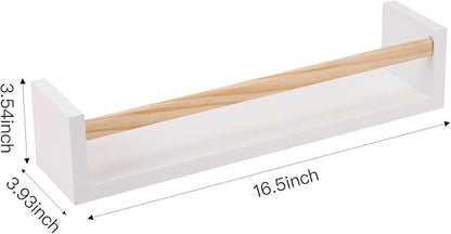 Fixwal Nursery Bookshelves, 16.5 Inch Floating Shelves for Wall Set of 3, Kids Bookshelf for Bedroom, Baby Nursery Decor (White and Natural)