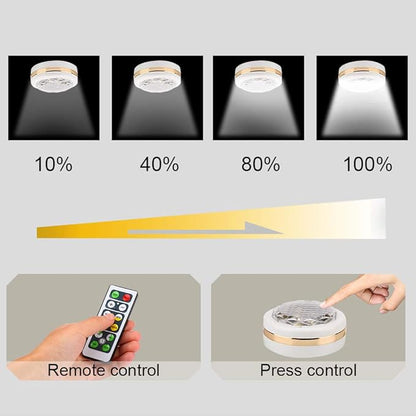 LEASTYLE Puck Lights with Remote,Wireless Under Cabinet Lighting Battery Operated,Nightlight with Adjustable Brightness and Timer,Under Counter Light for Kitchen,Bedroom,Closet,Display,Bookshelf