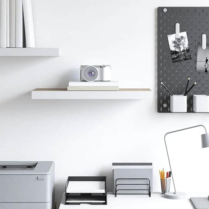 Floating Wall Shelf Modern Design Oak White Honeycomb MDF 23.6x9.3x1.5 Inches for Living Space Office Display Storage Minimalist Style